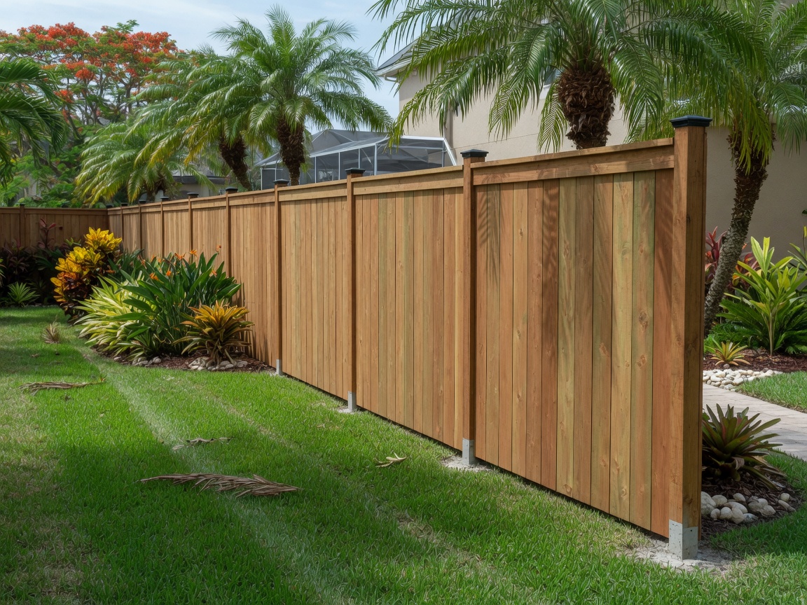 Wood fence installation in Central Florida